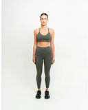 Front view of Synergy Leggings with high-rise waistband and contour seams